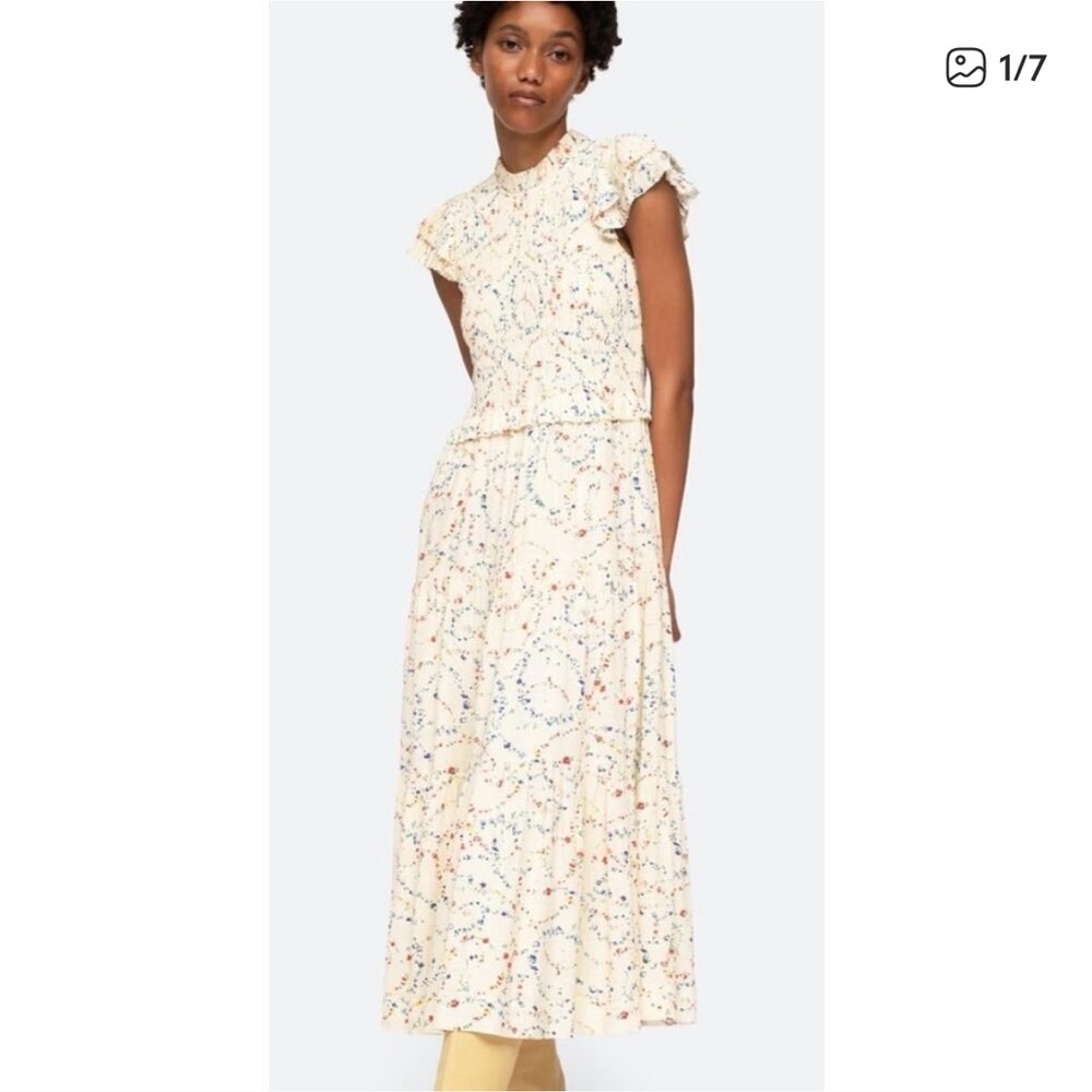 Sea New York Allison Floral Print Midi Dress